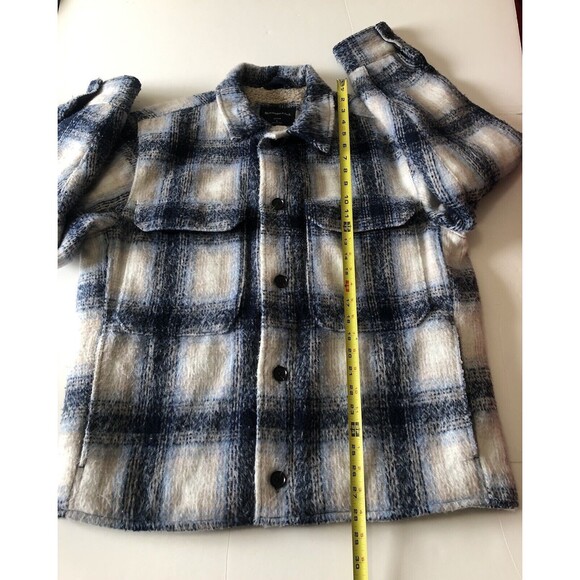 Abercrombie & Fitch Sherpa Lined Boxy Relaxed Fit Shaggy Plaid Flannel Jacket L - Picture 6 of 16